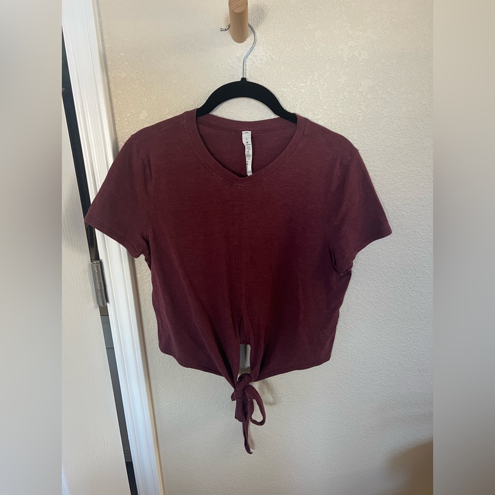 red lulu lemon tie shirt